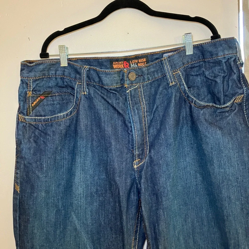 Ariat Mens Size 44x32 Work Boot Low Rise Dark Wash Denim Jeans Size 44x32